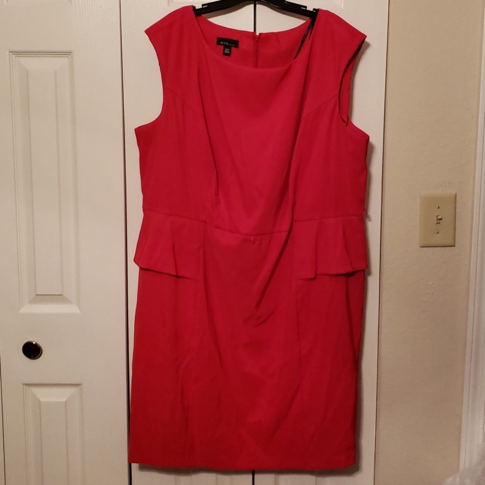 Red Sleeveless Dress with Peplum waist